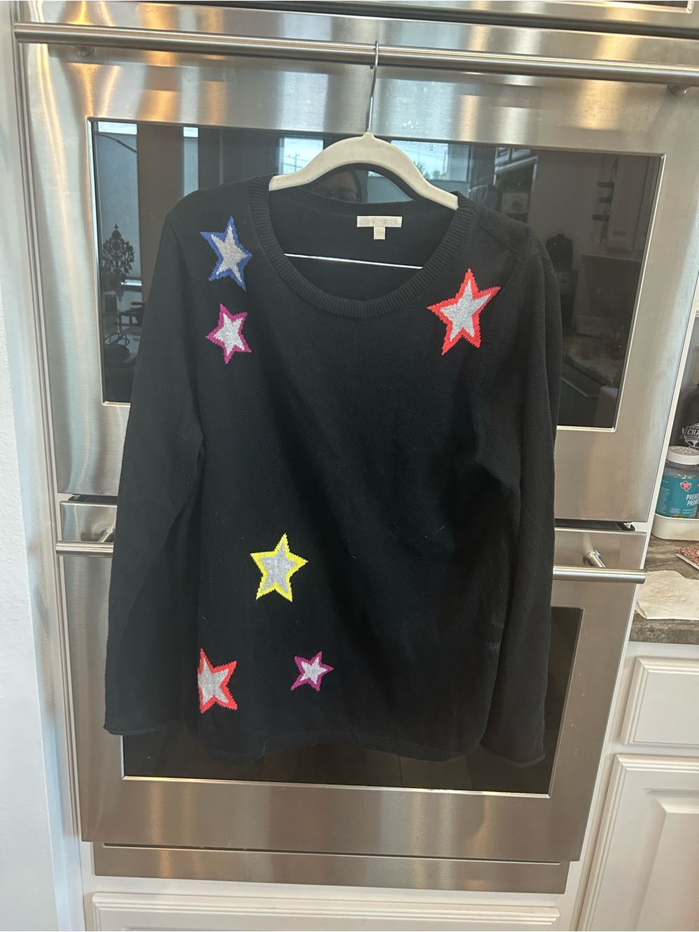 Lisa Todd Sweater with Star Appliqués size L slight piling GUC preppy - Picture 1 of 6